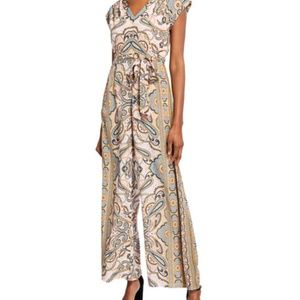 Donna Ricco Wide-Leg Paisley-Print Jumpsuit